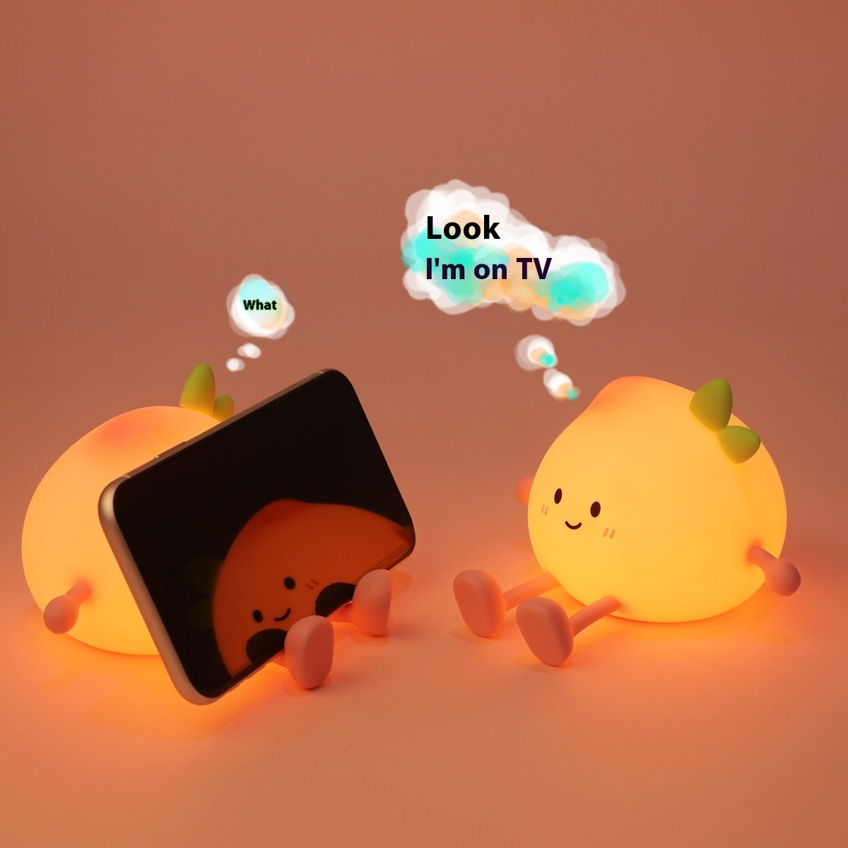 Cute Peach Night Light - Warm or Colorful Glow