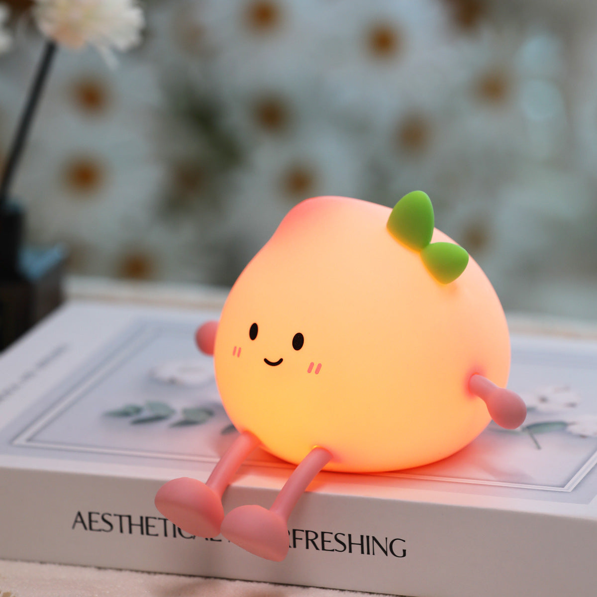 Cute Peach Night Light - Warm or Colorful Glow