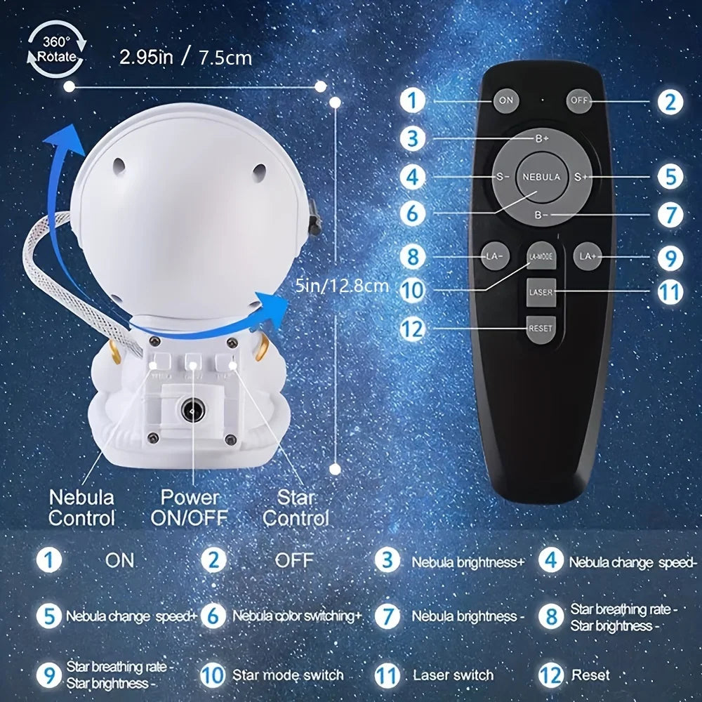 Galaxy Astronaut Star Projector LED Night Light.