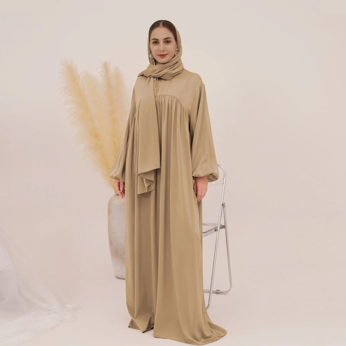 Elegant Islamic Plain Abaya with Hijab for Women - Perfect for Ramadan and Eid