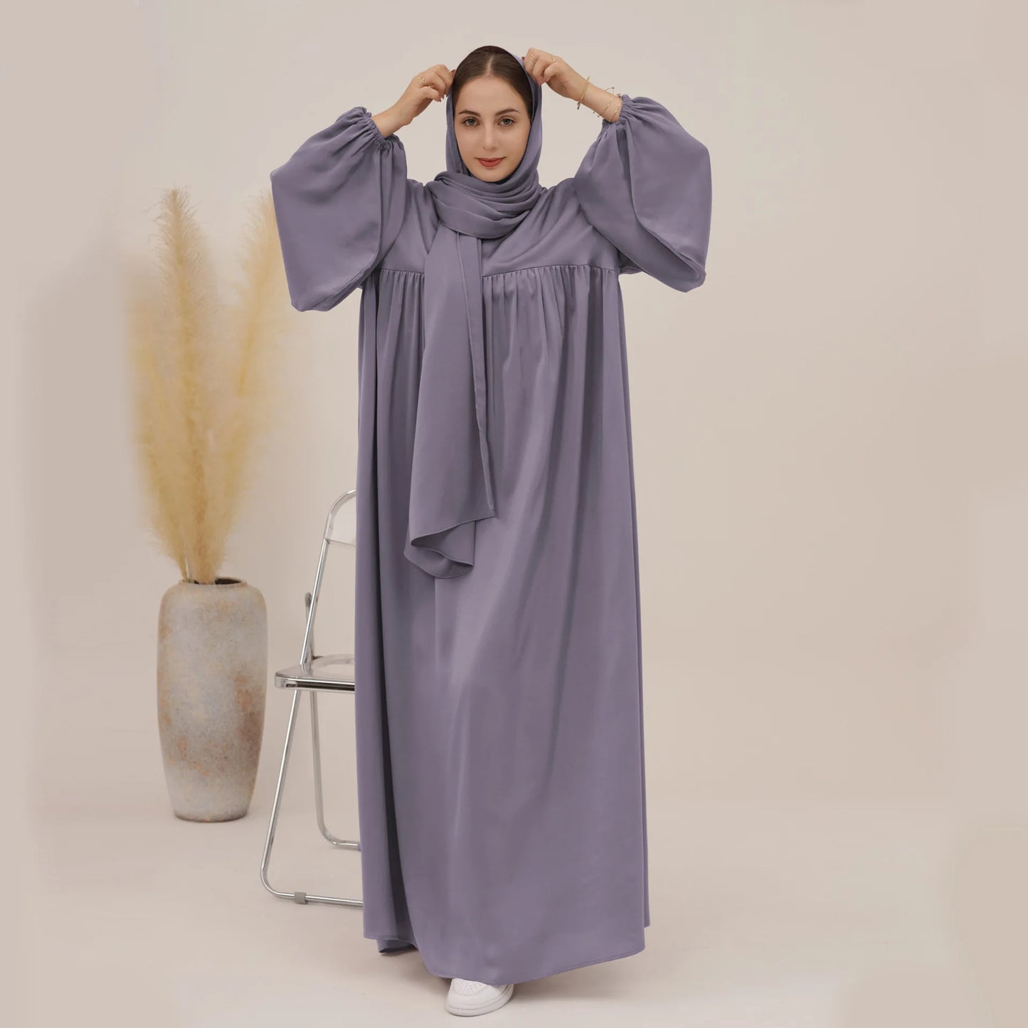 Elegant Islamic Plain Abaya with Hijab for Women - Perfect for Ramadan and Eid