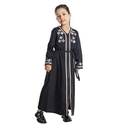 Elegant Zipper-Front Abaya for Girls