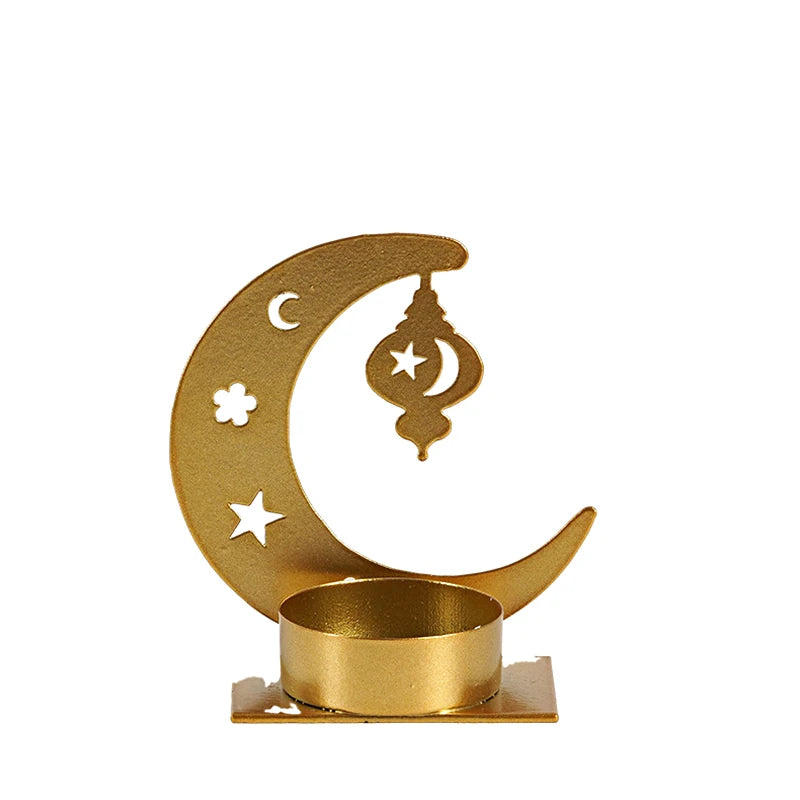 Gold Metal Eid Mubarak Candle Holder