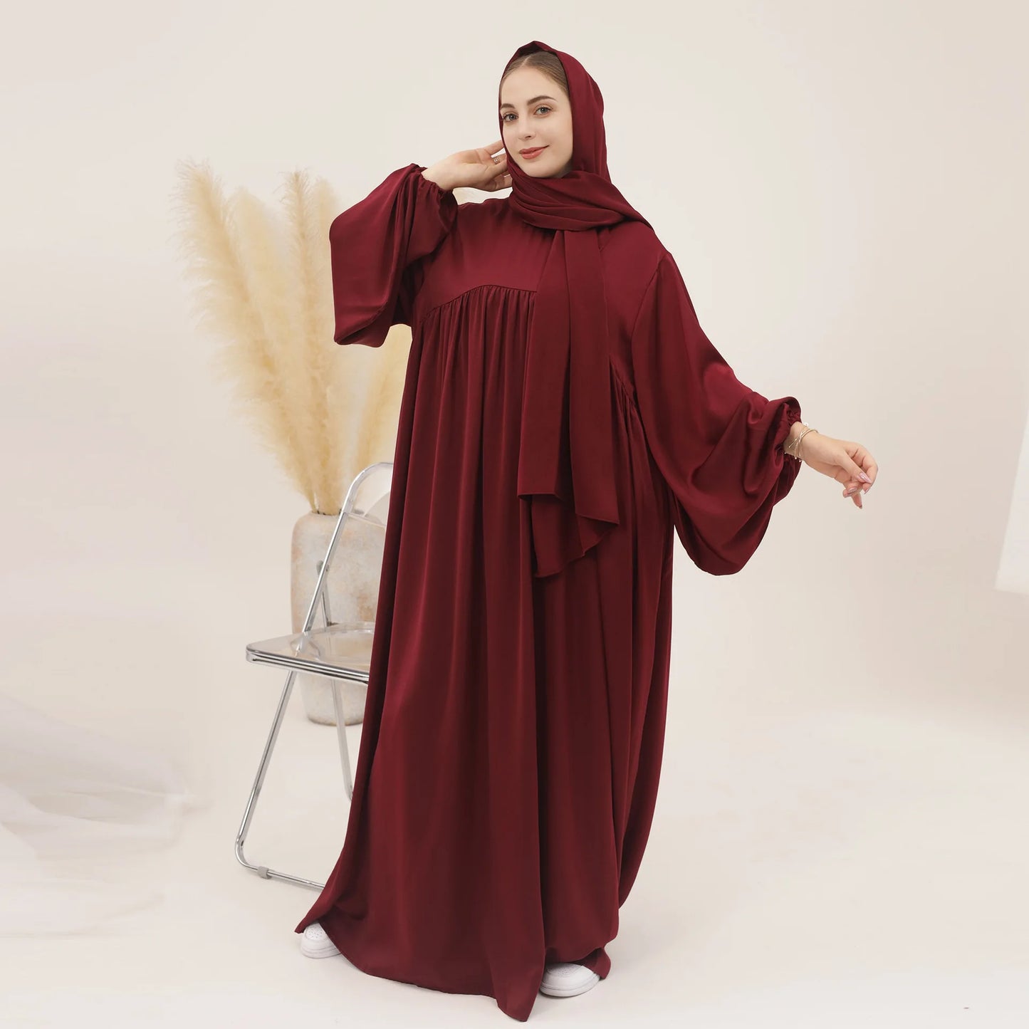 Elegant Islamic Plain Abaya with Hijab for Women - Perfect for Ramadan and Eid