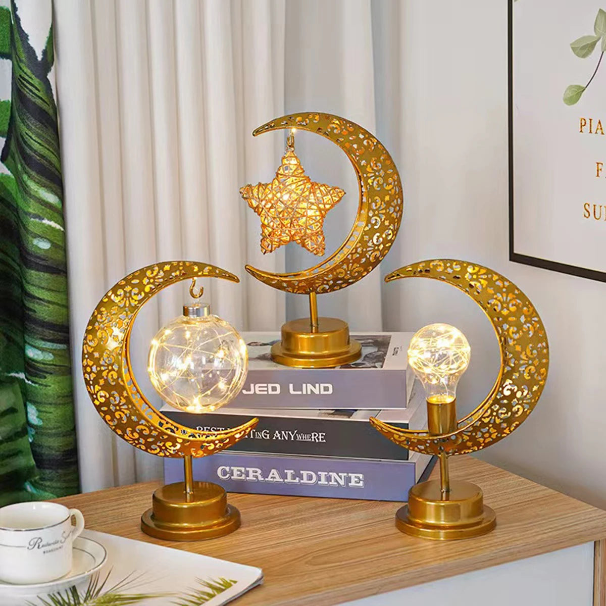 Golden Moon & Star Ramadan Night Lamp