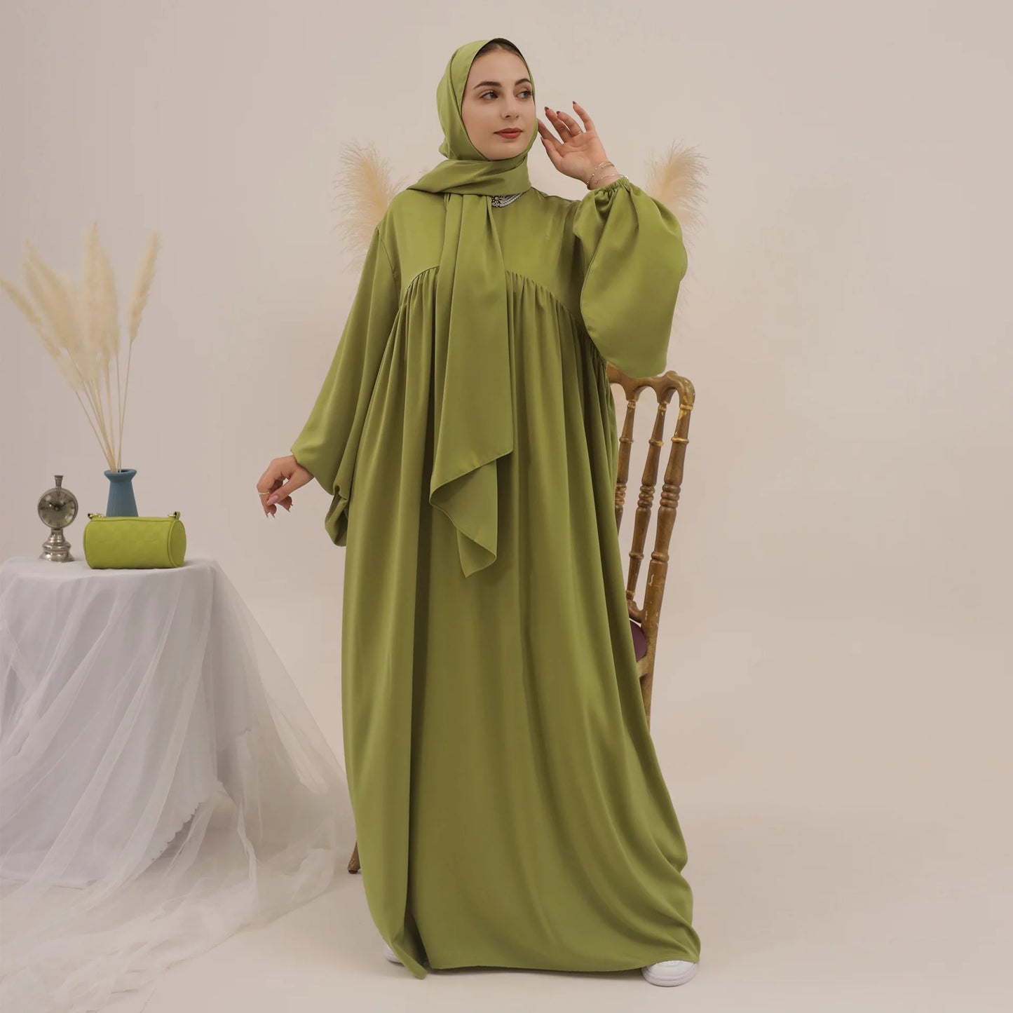 Elegant Islamic Plain Abaya with Hijab for Women - Perfect for Ramadan and Eid