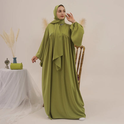 Elegant Islamic Plain Abaya with Hijab for Women - Perfect for Ramadan and Eid