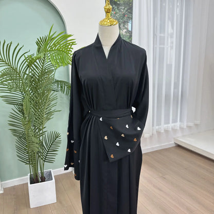 Elegant Embroidered Open-Front Abaya