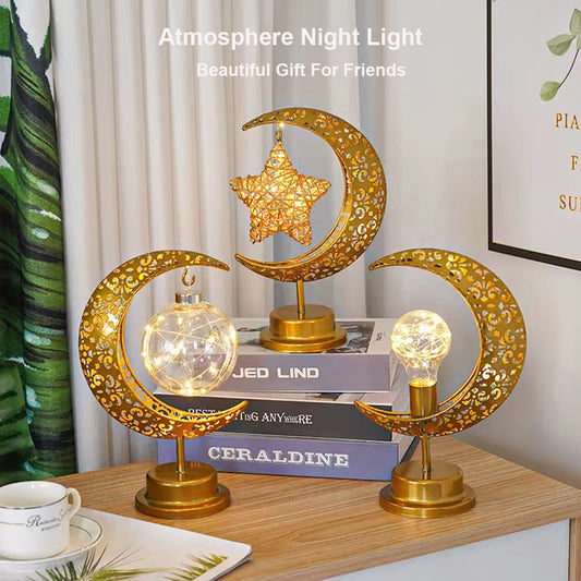 Golden Moon & Star Ramadan Night Lamp