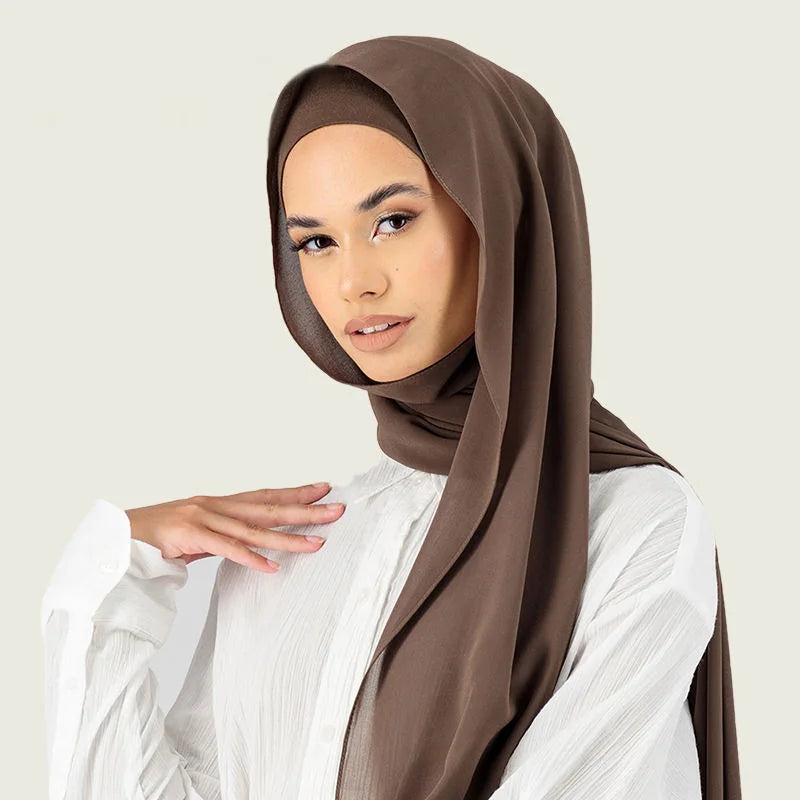 2-in-1 Chiffon Hijab & Cotton Turban Cap Set