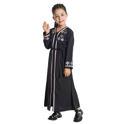 Elegant Zipper-Front Abaya for Girls