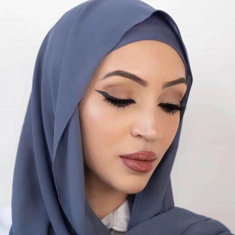 2-in-1 Chiffon Hijab & Cotton Turban Cap Set