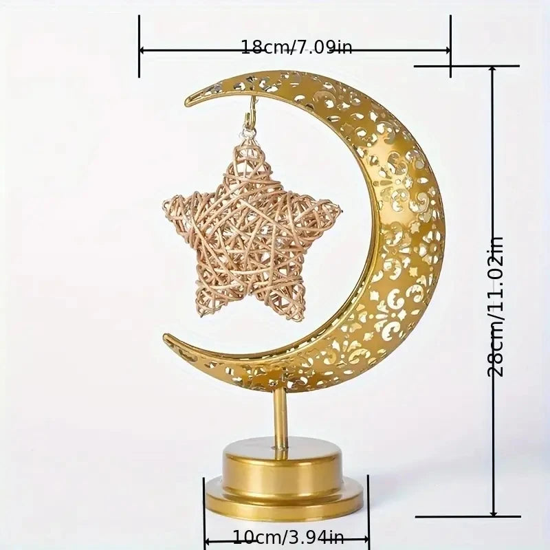 Golden Moon & Star Ramadan Night Lamp