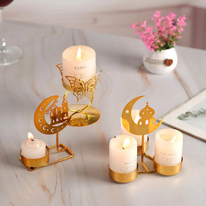 Gold Metal Eid Mubarak Candle Holder