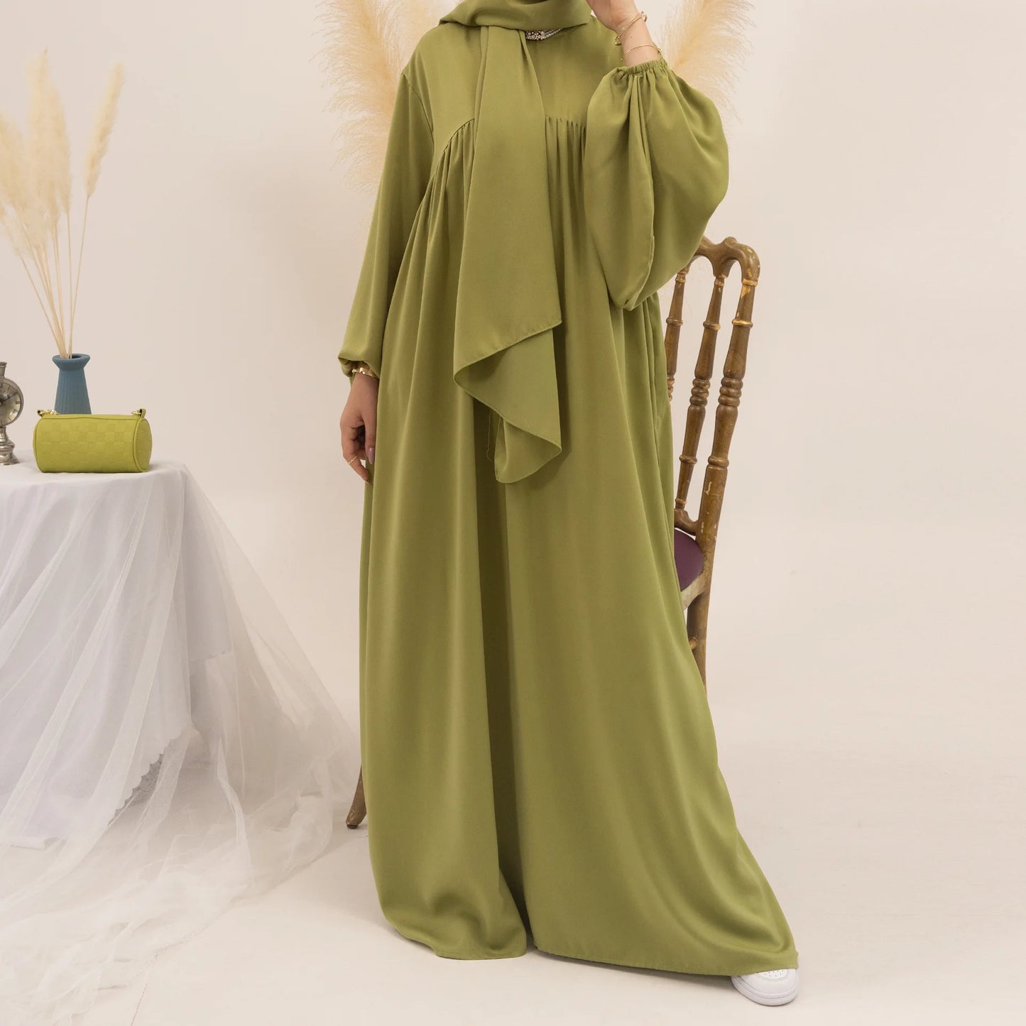 Elegant Islamic Plain Abaya with Hijab for Women - Perfect for Ramadan and Eid