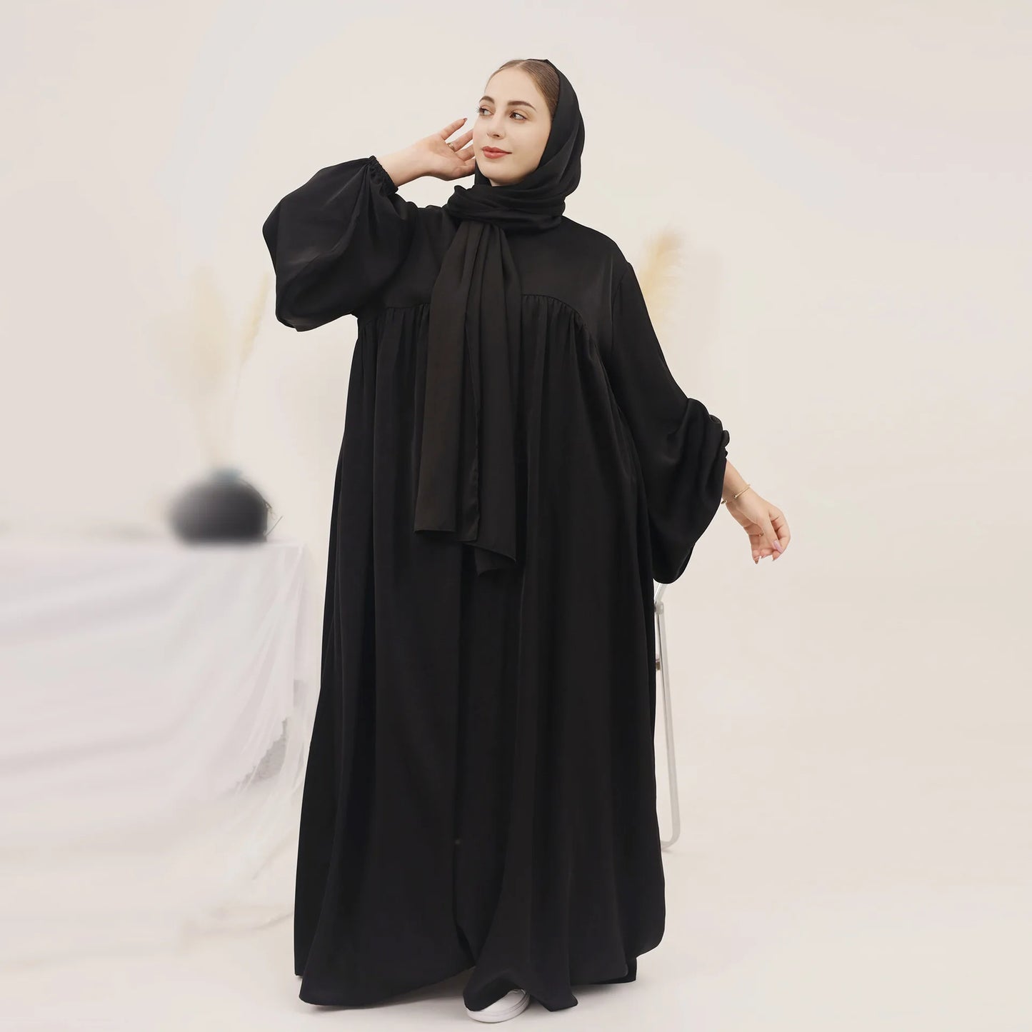 Elegant Islamic Plain Abaya with Hijab for Women - Perfect for Ramadan and Eid