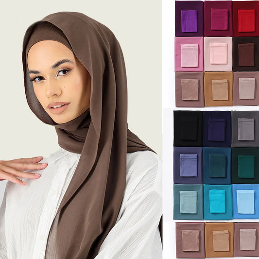 2-in-1 Chiffon Hijab & Cotton Turban Cap Set