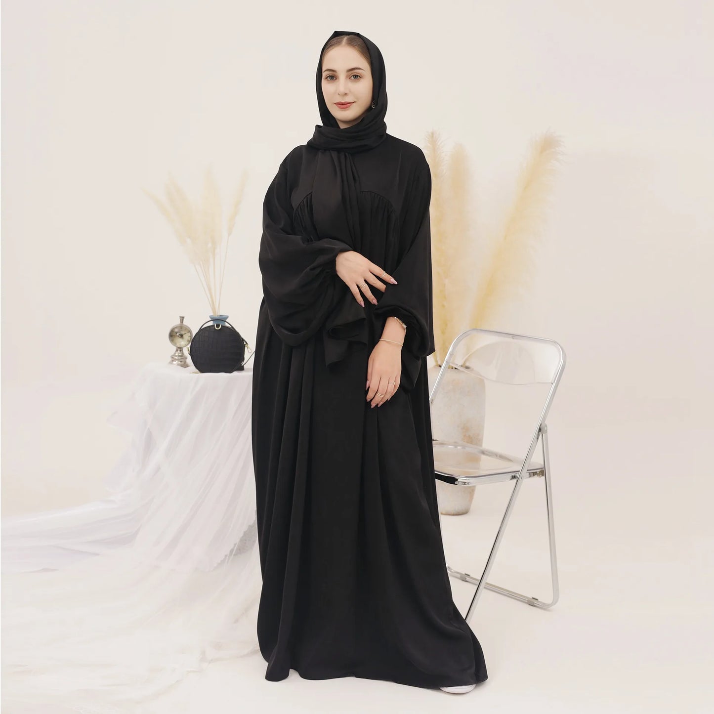 Elegant Islamic Plain Abaya with Hijab for Women - Perfect for Ramadan and Eid