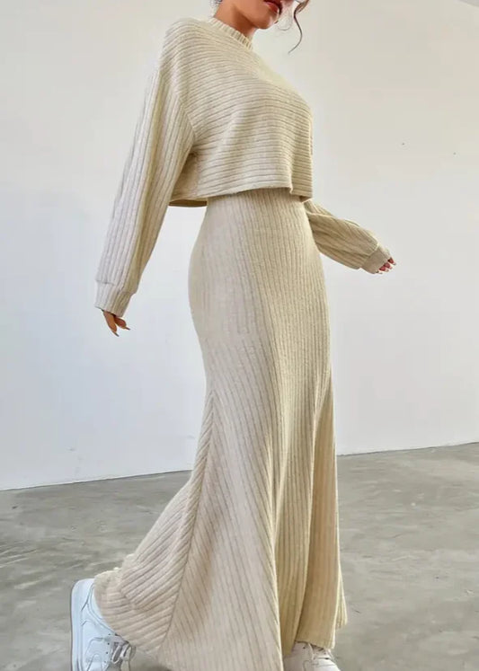 Cozy Chic Two-Piece Ribbed Knit Dress Set